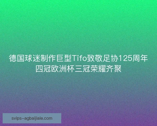 德国球迷制作巨型Tifo致敬足协125周年四冠欧洲杯三冠荣耀齐聚